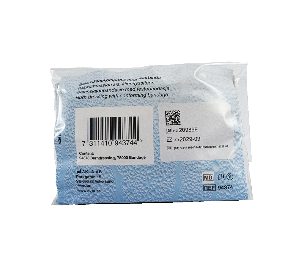 Brännskadekompress 10 x 10cm med fixerbinda