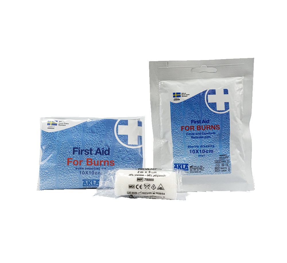 Brännskadekompress 10 x 10cm med fixerbinda