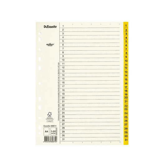 Pappregister Servo A4 1-31 Gul