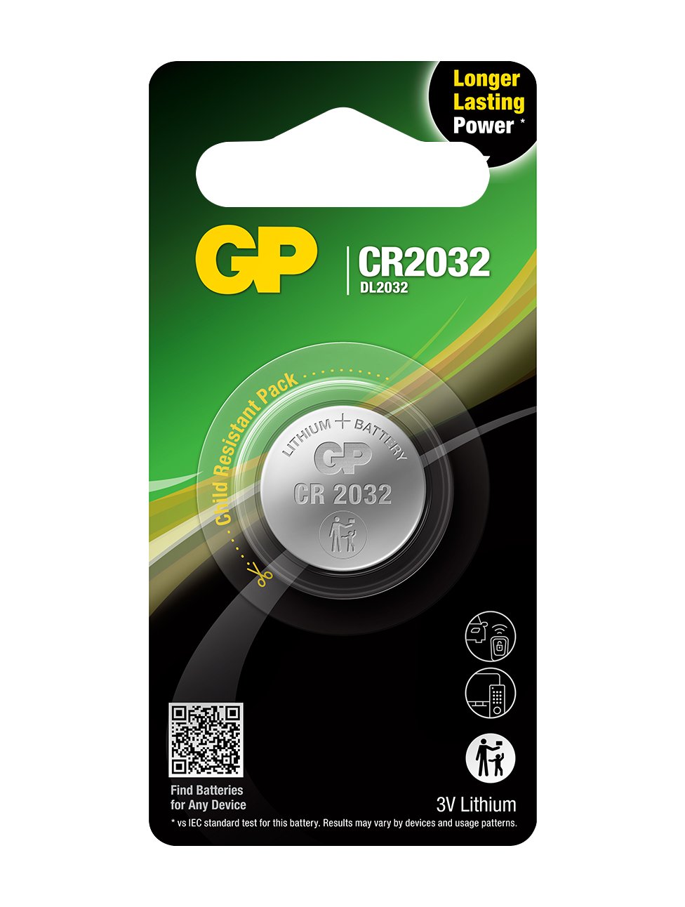 Batteri GP Knappcell Lithium CR2032 3V