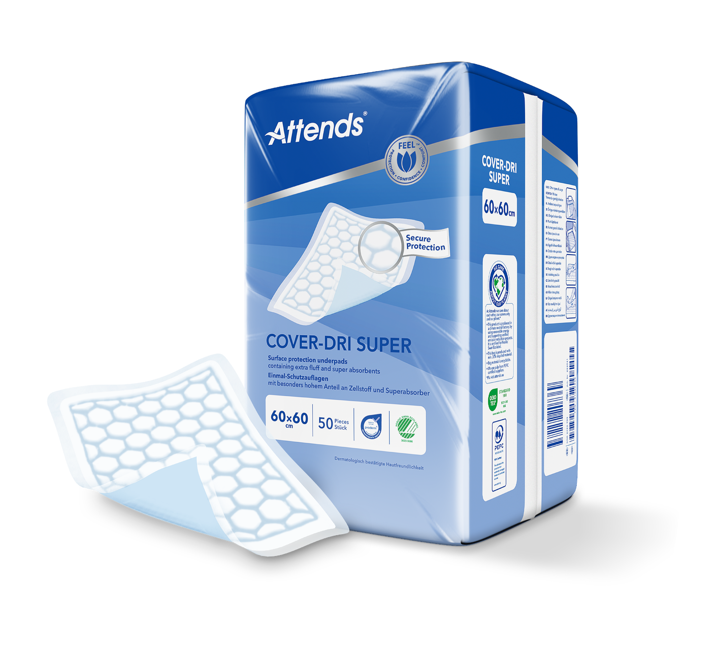 Hygienunderlägg Attends Cover-Dri Super 60 x 60cm / 50