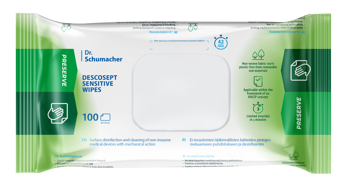 Ytdesinfektion Descosept Sensitive Wipes / 100