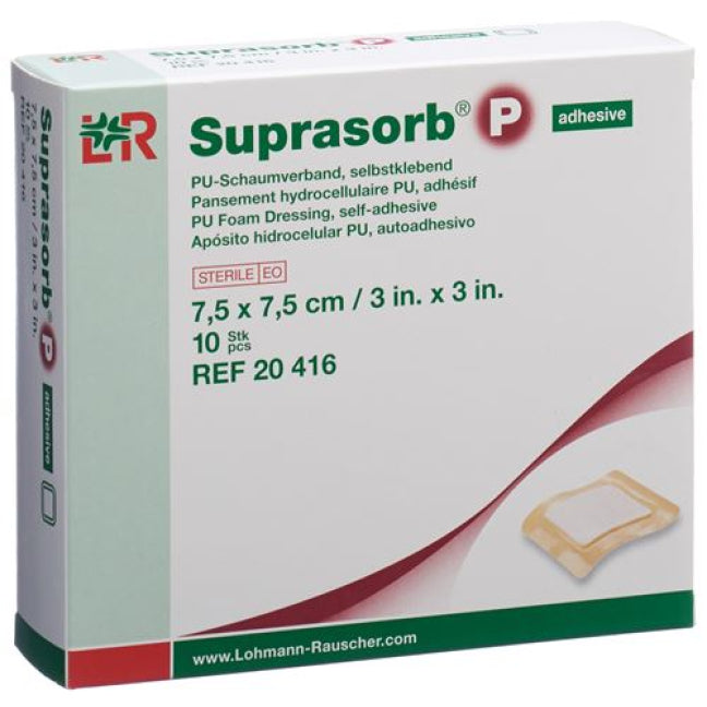 Suprasorb P Vidhäftande 7,5 x 7,5cm / 10