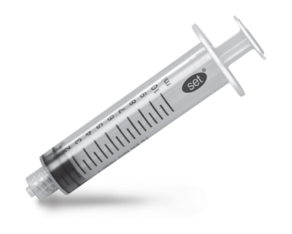 Spruta 3-komp Bluebird Set Luer-Lock/Centrerad 10ml 0,5ml Gradering / 100