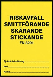 Etikett Smittförande Skärande Stickande 102 x 148mm / 100