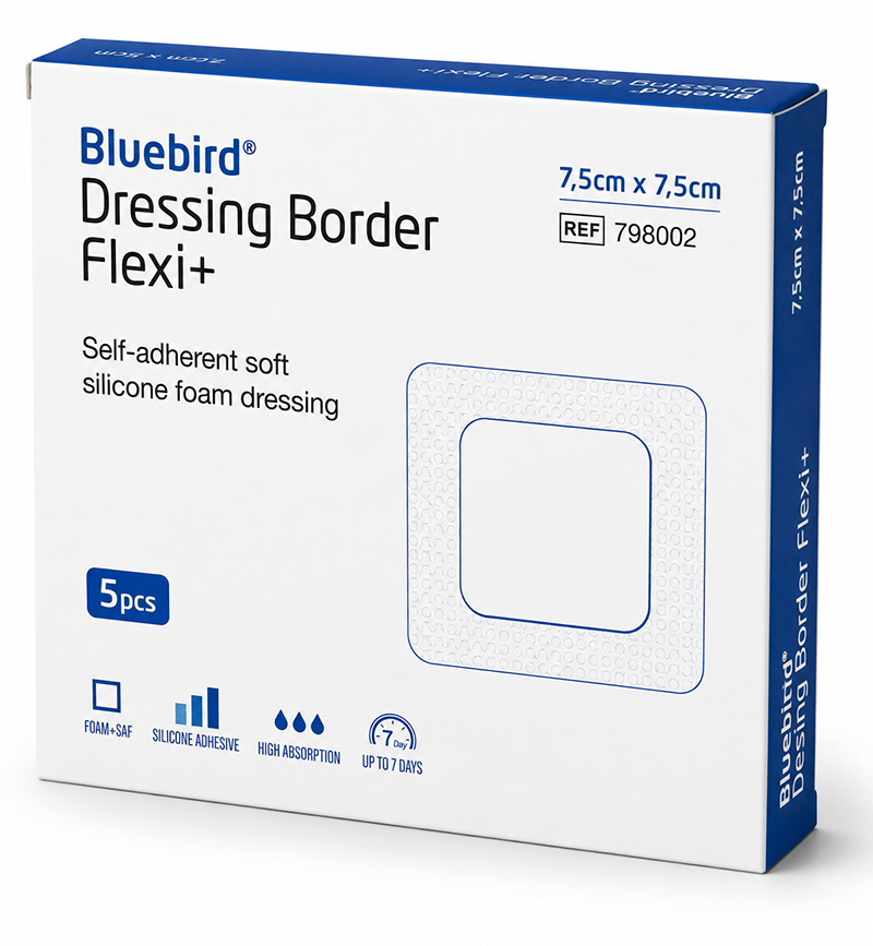 Bluebird Silicone Foam Dressing Border Flexi+ 7,5 x 7,5cm / 5