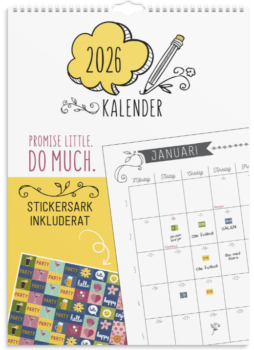 Veggkalender Doodle 2026