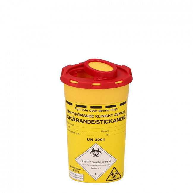 Riskavfallsburk Multi-Safe Sani med Etikett 0,2L