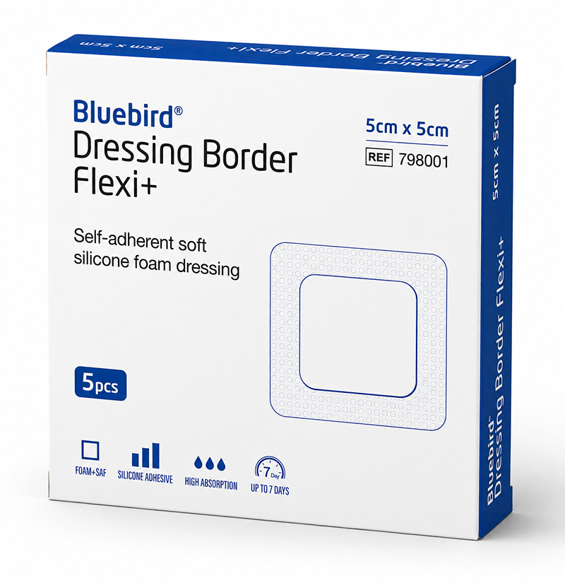 Bluebird Silicone Foam Dressing Border Flexi+ 5 x 5cm / 5