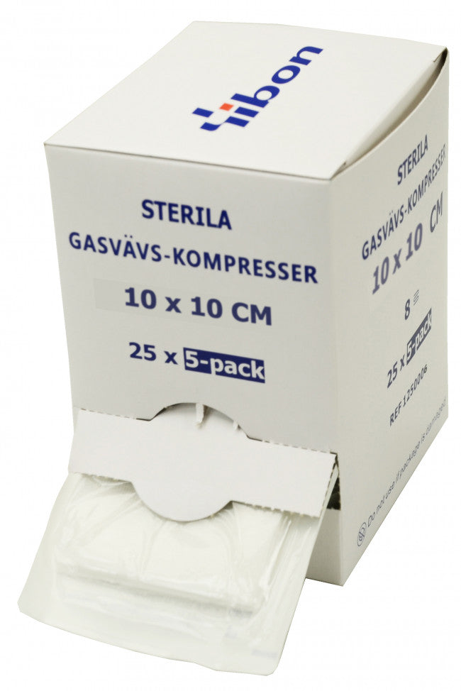 Kompress Gasväv Steril 5-pack 10 x 10cm 8-Lag / 125