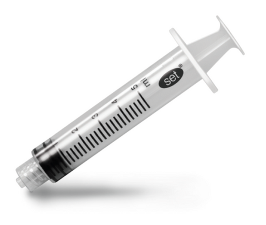 Spruta 3-komp Bluebird Set Luer-Lock/Centrerad 5ml / 100