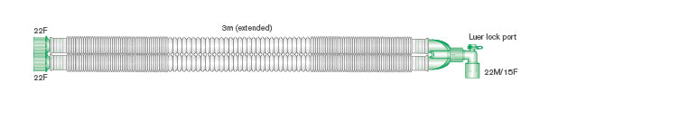 Narkosslang 22mm Utdragbart Andningssystem med knä och port 3m / 40