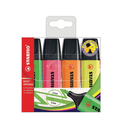 Överstrykningspenna Stabilio Boss 4-Pack