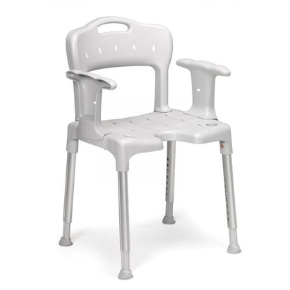 Duschstol Etac Swift med arm och ryggstöd grå