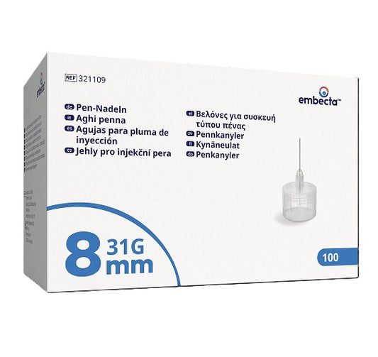 Embecta Pennkanyler 8mm 0,25mm (31G) / 100